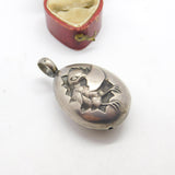 Edwardian Dutch Sterling Silver Chick in the Egg Baby Rattle c1910 Antique
