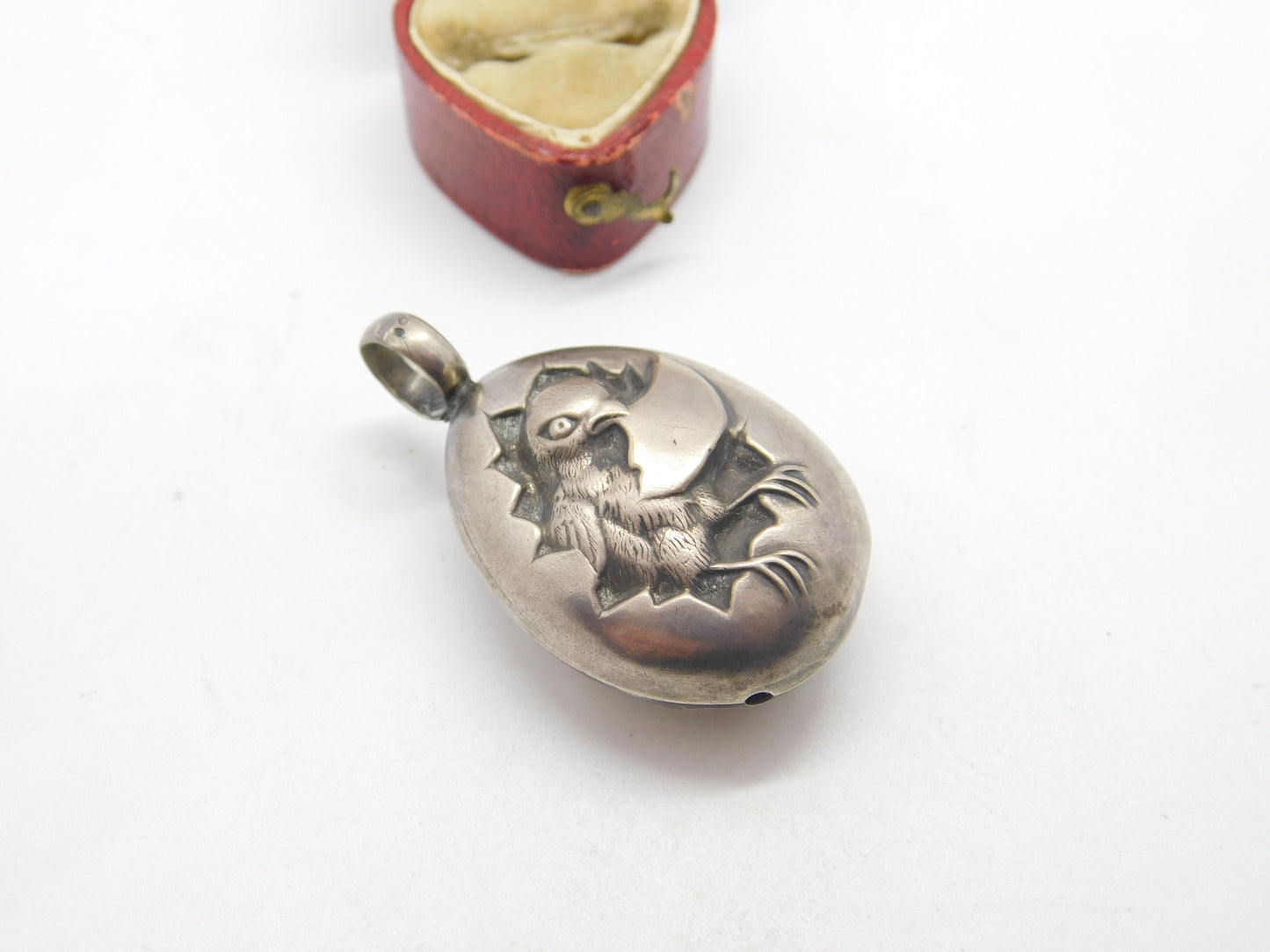 Edwardian Dutch Sterling Silver Chick in the Egg Baby Rattle c1910 Antique