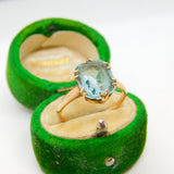 Edwardian 9ct Gold & Emerald Cut Topaz Dress Ring Antique c1910