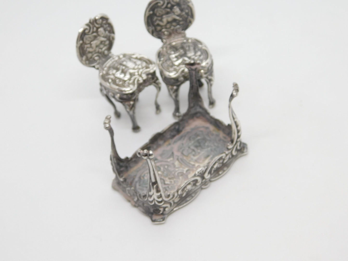 Victorian Sterling Silver Dolls House Dining Table Ornaments Antique c1900