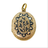 Victorian 9ct Gold Back & Front Black Enamel 'In Memoriam' Mourning Locket c1860