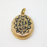 Victorian 9ct Gold Back & Front Black Enamel 'In Memoriam' Mourning Locket c1860