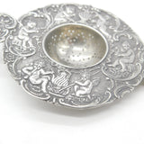 Edwardian Sterling Silver Cherub Pattern Tea Strainer 1904 Chester Hanau Import
