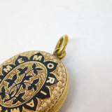 Victorian 9ct Gold Back & Front Black Enamel 'In Memoriam' Mourning Locket c1860