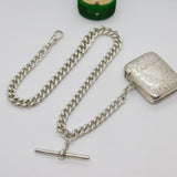 Victorian Sterling Silver Graduating Albert Watch Chain & Vesta 1892 Antique