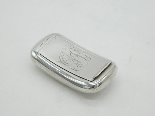 Edwardian Sterling Silver Curved Snuff Box Antique 1909 Birmingham