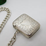 Victorian Sterling Silver Graduating Albert Watch Chain & Vesta 1892 Antique