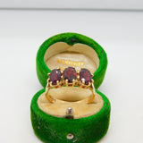 9ct Yellow Gold Three Stone Almandine Garnet Dress Ring Vintage 1973 London
