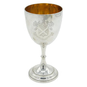 Victorian Sterling Silver Heraldic Crest Chalice Goblet Antique 1885 London