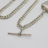 Victorian Sterling Silver Graduating Albert Watch Chain & Vesta 1892 Antique