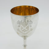 Victorian Sterling Silver Heraldic Crest Chalice Goblet Antique 1885 London