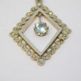 19th Century 15ct Gold & Platinum, Diamond & 1ct Aquamarine Pendant Antique c1890
