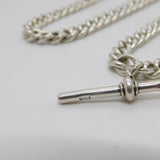 Victorian Sterling Silver Graduating Albert Watch Chain & Vesta 1892 Antique