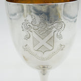 Victorian Sterling Silver Heraldic Crest Chalice Goblet Antique 1885 London