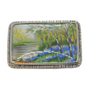 TLM Sterling Silver Mounted Painting Spring Woodland Brooch Antique c1920