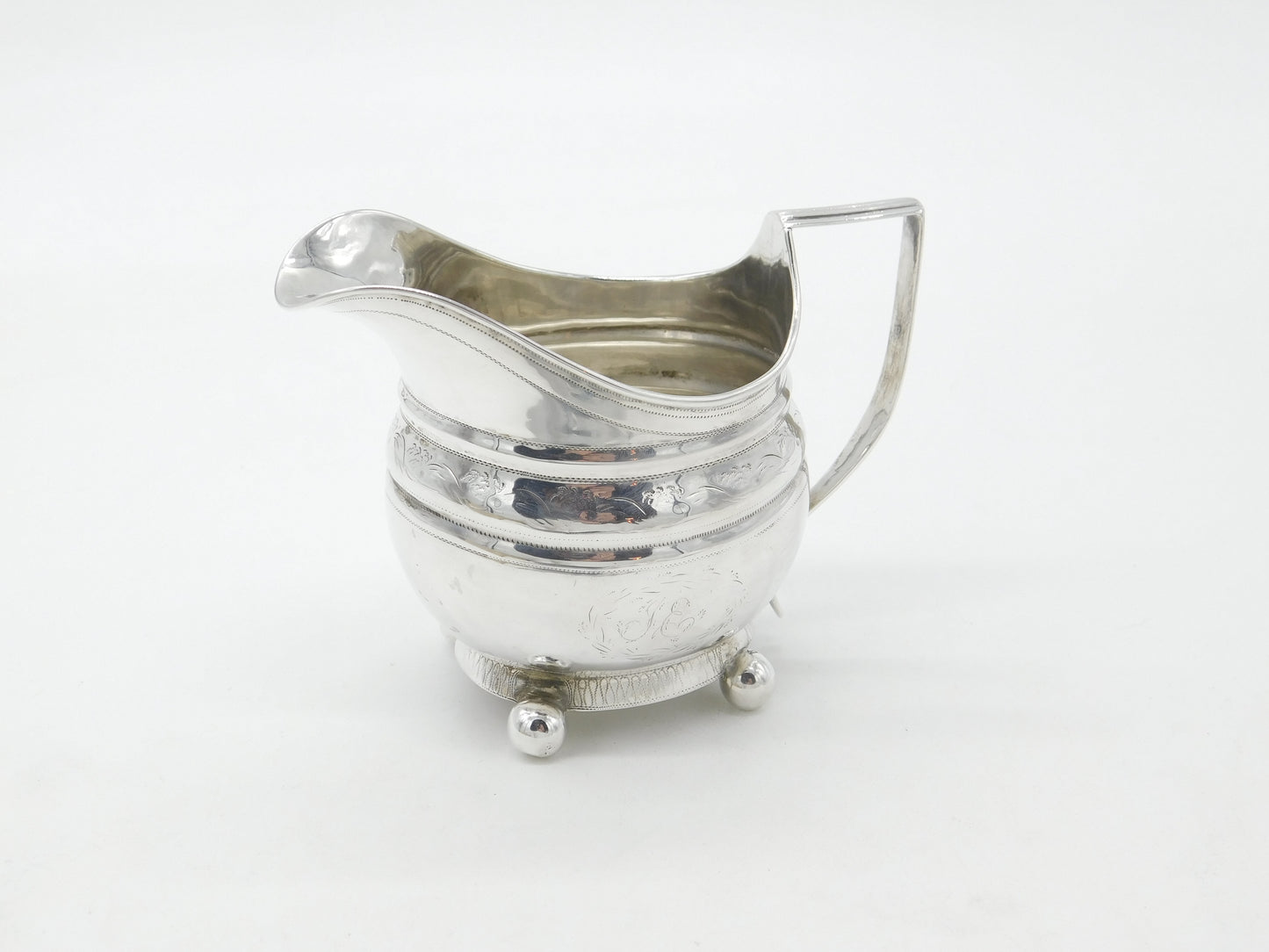 Georgian Newcastle Sterling Silver Floral Engraved Cream Jug c1770 Thomas Watson