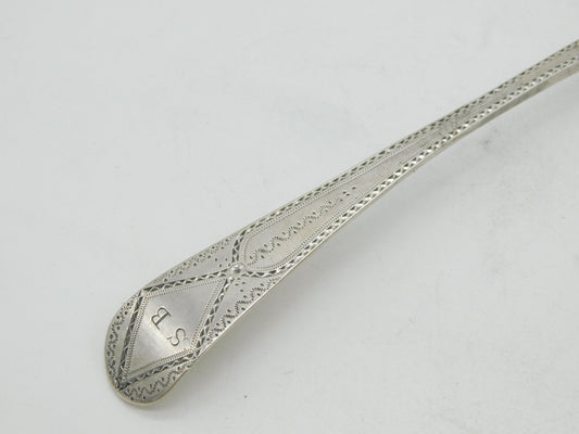 George III Sterling Silver Bright Cut Serving Spoon Antique 1787 London