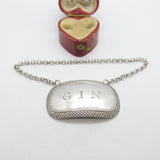 Georgian Sterling Silver 'Gin' Decanter Label 1820 Birmingham Joseph Willmore