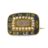 Victorian 15ct Gold, Enamel, Pearl Mourning Brooch 'Mary Poile, 1840' Antique