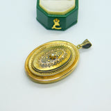Victorian 15ct Yellow Gold & Seed Pearl Etruscan Revival Locket Antique c1860
