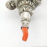 Victorian Sterling Silver, Coral Baby Rattle & Teether Antique 1883 Birmingham
