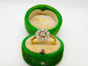 Victorian 18ct Gold & Old Cut Diamond Daisy Flower Cluster Ring Antique c1860