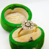 Victorian 18ct Gold & Old Cut Diamond Daisy Flower Cluster Ring Antique c1860