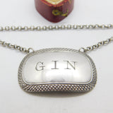 Georgian Sterling Silver 'Gin' Decanter Label 1820 Birmingham Joseph Willmore