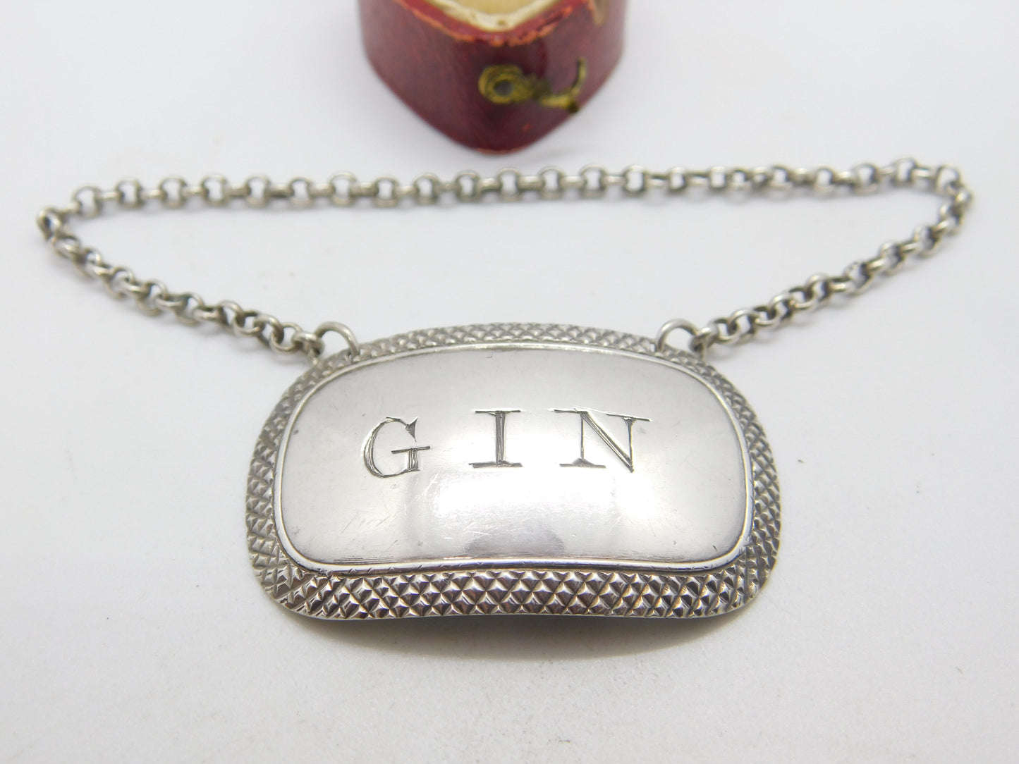 Georgian Sterling Silver 'Gin' Decanter Label 1820 Birmingham Joseph Willmore