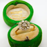Victorian 18ct Gold & Old Cut Diamond Daisy Flower Cluster Ring Antique c1860