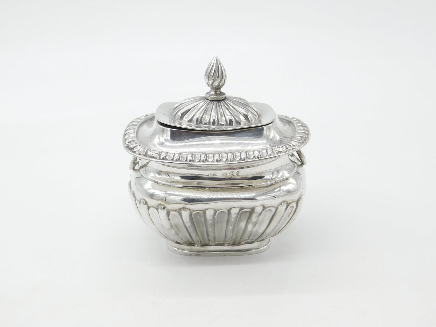 Edwardian Sterling Silver Fluted Tea Caddy Antique 1905 Birmingham