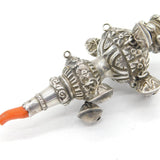 Victorian Sterling Silver, Coral Baby Rattle & Teether Antique 1883 Birmingham
