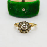 Victorian 18ct Gold & Old Cut Diamond Daisy Flower Cluster Ring Antique c1860