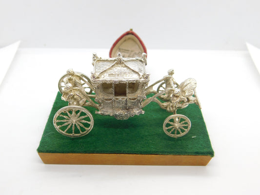 Cast Sterling Silver Royal State Coach Carriage Sculpture 1977 Birmingham