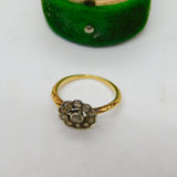 Victorian 18ct Gold & Old Cut Diamond Daisy Flower Cluster Ring Antique c1860