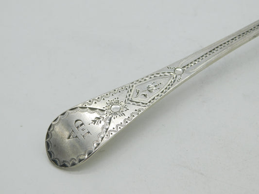 George III Sterling Silver Bright Cut Serving Spoon Antique 1789 London