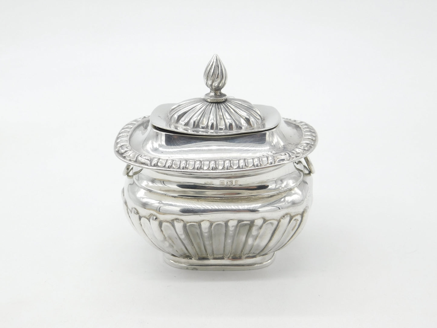 Edwardian Sterling Silver Fluted Tea Caddy Antique 1905 Birmingham