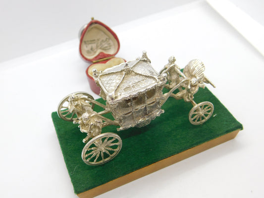 Cast Sterling Silver Royal State Coach Carriage Sculpture 1977 Birmingham