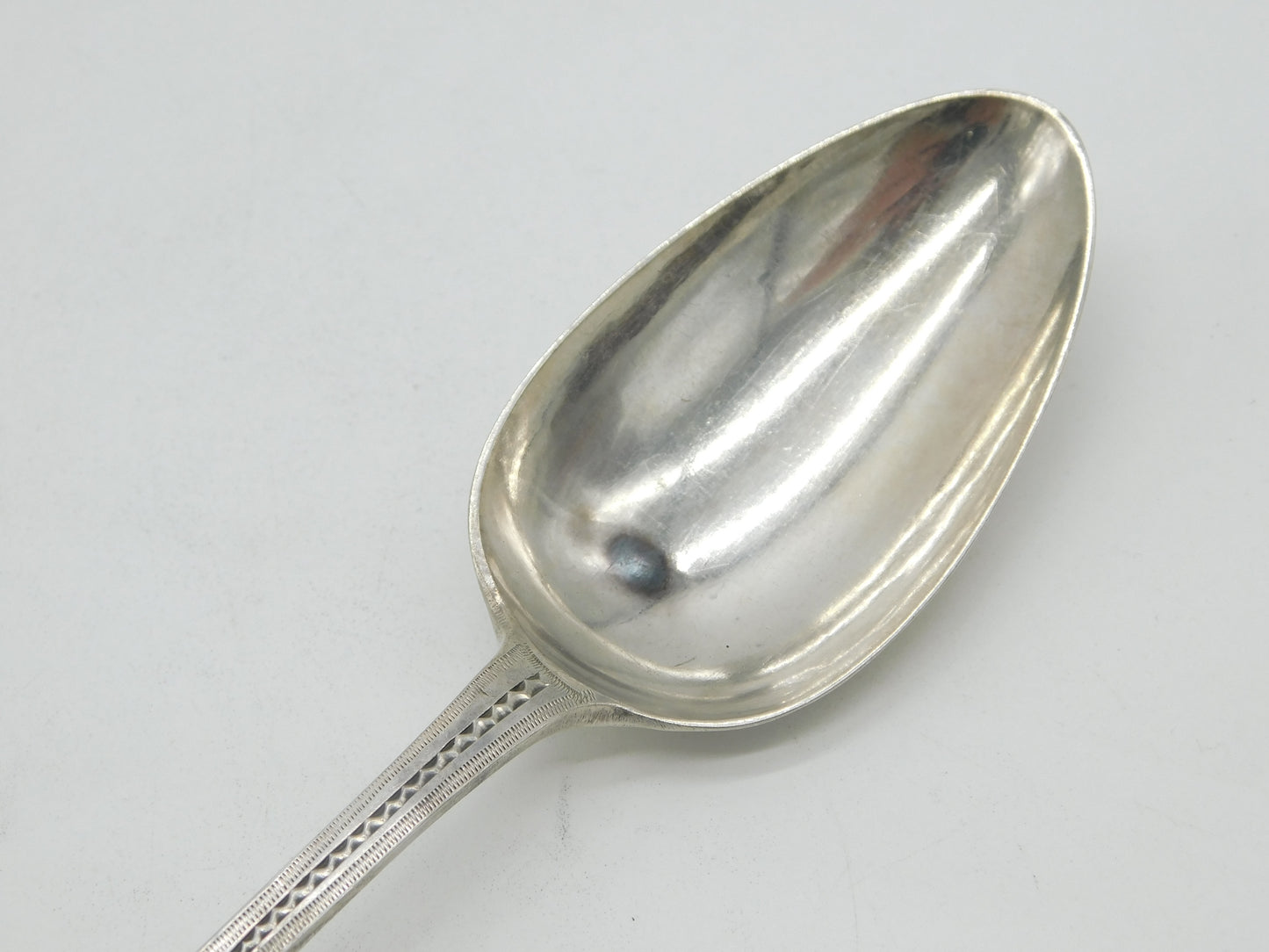 George III Sterling Silver Bright Cut Serving Spoon Antique 1789 London