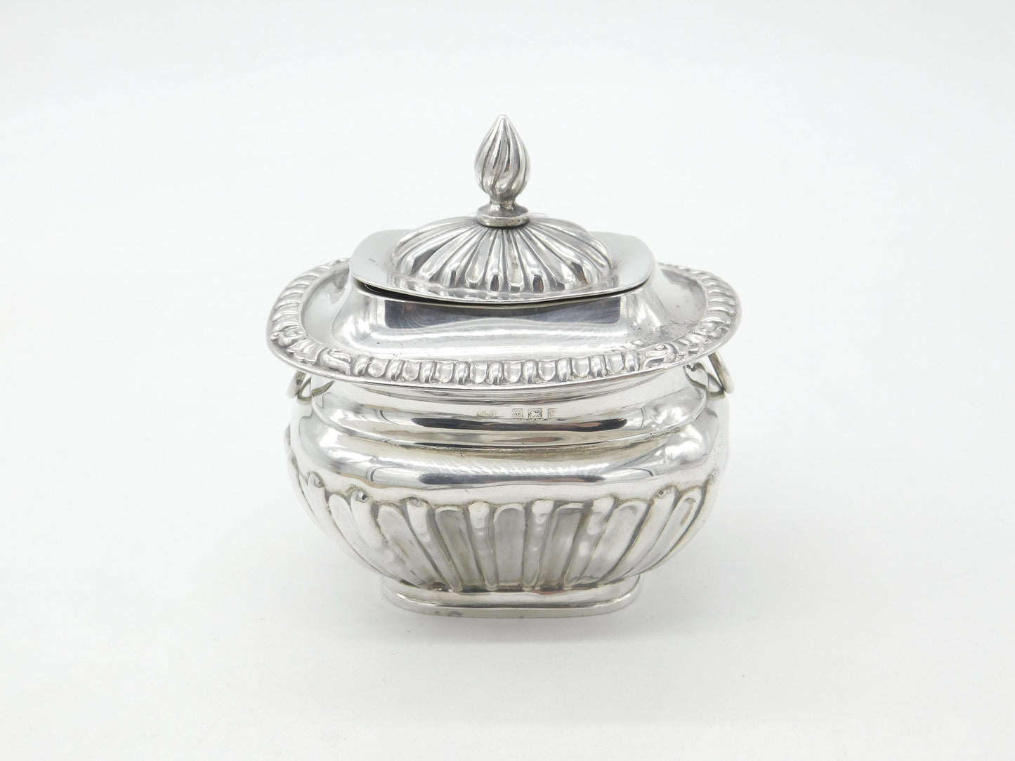 Edwardian Sterling Silver Fluted Tea Caddy Antique 1905 Birmingham