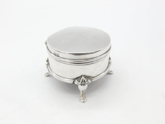 Edwardian Sterling Silver Paw Foot Ring or Trinket Box 1910 Chester Antique