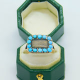 George III 9ct Gold, Turquoise & Hair Weave Mourning Ring Antique c1820