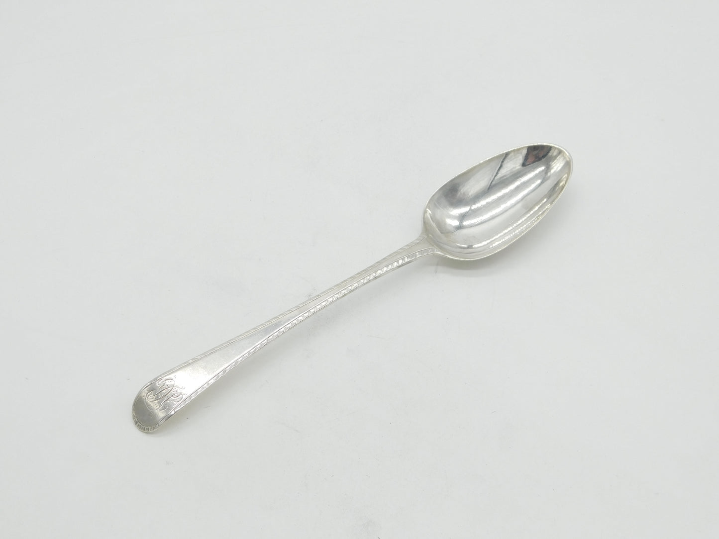 George III Sterling Silver Feather Edge Serving Spoon Antique 1765 London