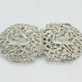 Sterling Silver Stork Bird Floral Nurses Buckle Vintage 1973 Birmingham