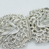 Sterling Silver Stork Bird Floral Nurses Buckle Vintage 1973 Birmingham