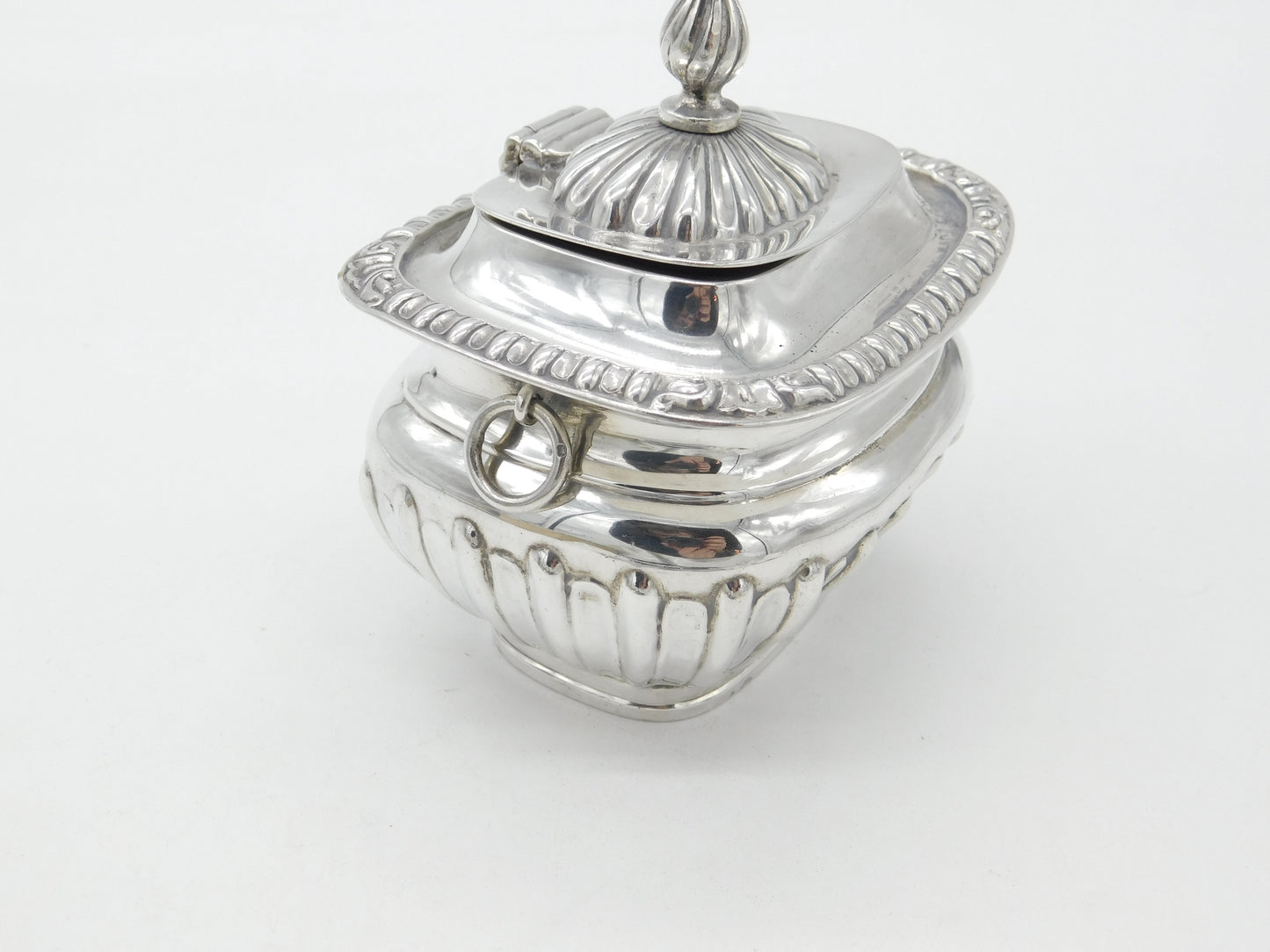 Edwardian Sterling Silver Fluted Tea Caddy Antique 1905 Birmingham