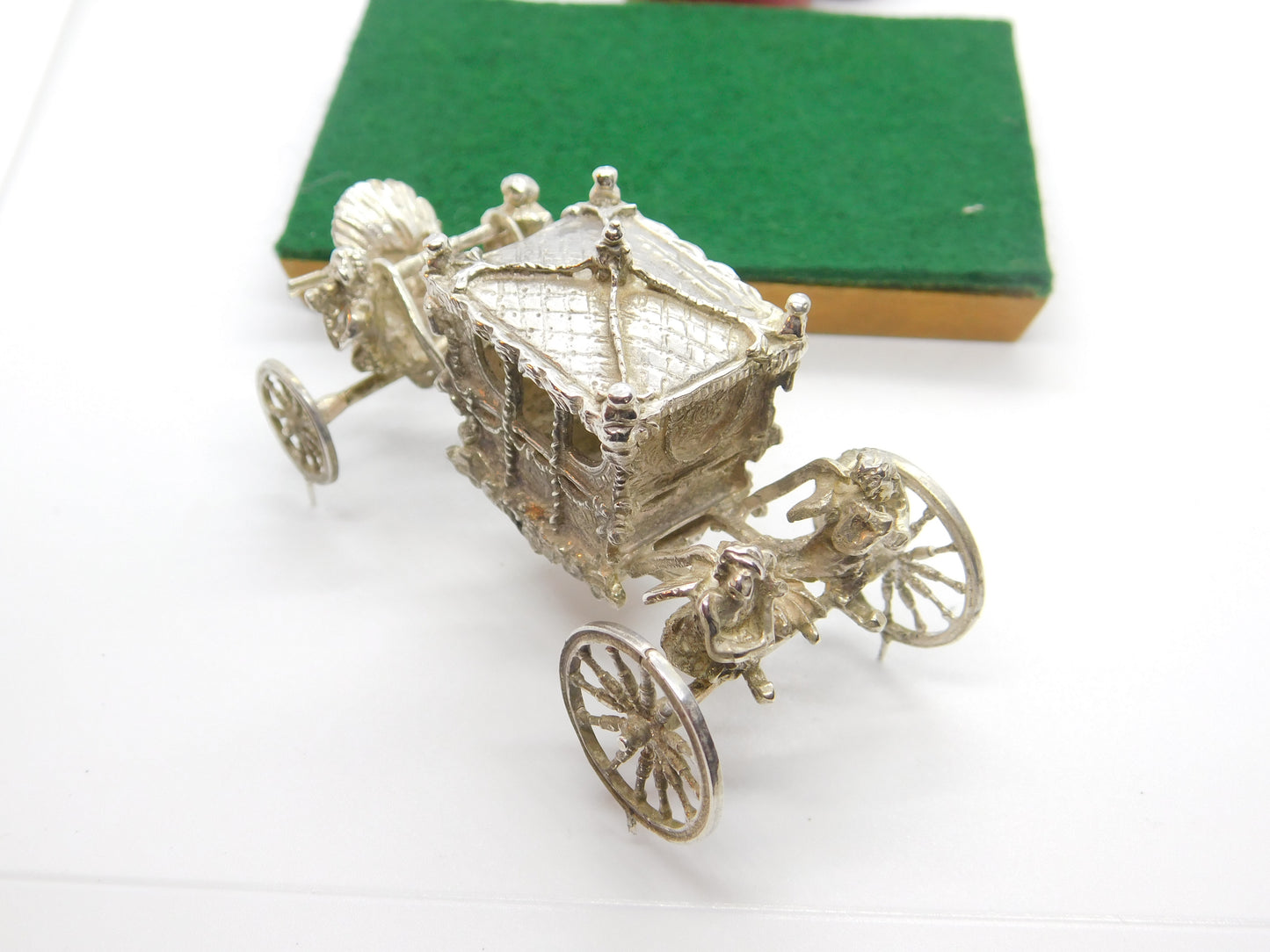 Cast Sterling Silver Royal State Coach Carriage Sculpture 1977 Birmingham