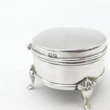 Edwardian Sterling Silver Paw Foot Ring or Trinket Box 1910 Chester Antique
