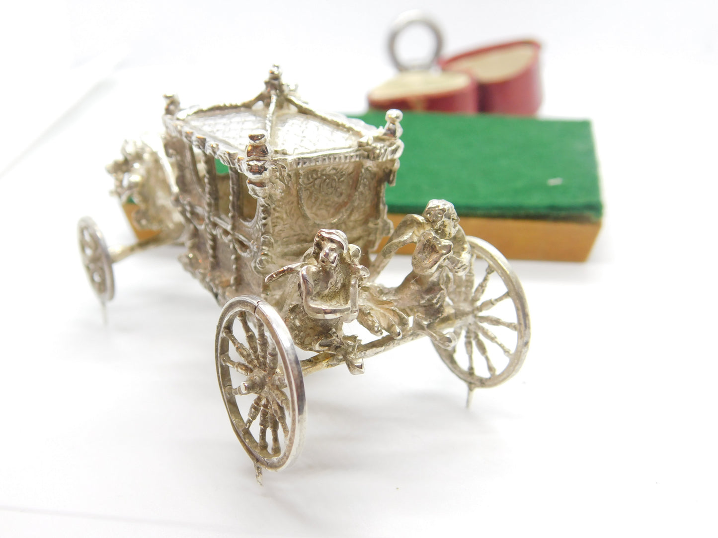 Cast Sterling Silver Royal State Coach Carriage Sculpture 1977 Birmingham