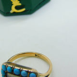 George III 9ct Gold, Turquoise & Hair Weave Mourning Ring Antique c1820